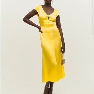Reformation Scottie Silk yellow dress size 2